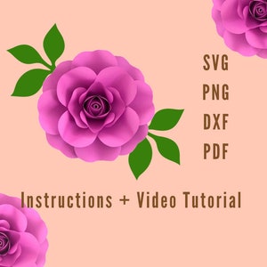 Giant Paper Rose Template SVG PDF PNG DXf Large Paper Rose Svg 3d Rose Svg Paper Rose Large Paper Flower Template Svg Giant Paper Flower Svg