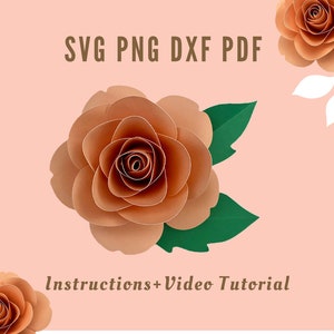 Small Rose Paper Flower Template SVG DXF PNG PDf, 3D Rose Svg, Rose Cut Files, Mini Paper Rose Template Svg, Mini Small Paper Roses