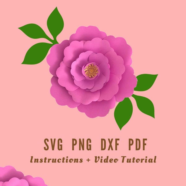 SVG DXF PDF PNg Paper Flower Template Giant Paper Flower Template Svg Large Paper Flowers Svg Flores De Papel Paper Flower Template Cricut