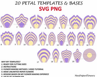 Grande modelo de flor de papel SVG PNG Bundle Flores de papel gigantes Svg Arquivos de corte de flores para Cricut Flor de papel Cricut Svg Flor 3D Svg