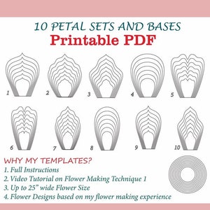 Grote papieren bloemsjabloon afdrukbare PDF-set Grote papieren bloemen PDF-patronen Grote papieren bloem afdrukbare PDF-sjabloon voor papieren bloemblaadjes