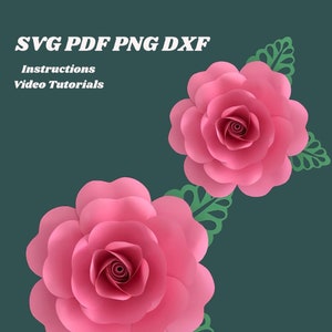 Large Paper Rose Template SVG PDF DXf PNG 14&quot; 20&quot; Giant Paper Rose Svg Large Paper Flower Template Svg 3d Rose Svg Giant Paper Flowers Svg