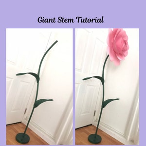 Self Standing Paper Flower Stem Tutorial Giant Flower Stand DIY Flower Stems Stem for Giant Paper Flowers Large Free Standing Flower Stem