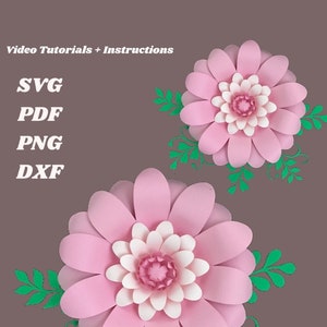 Daisy Paper Flower Template SVG PDF DXF PNg, Giant Paper Flowers Template Svg, Large Paper Flower Svg, Flower Svg Files, Paper Flower Cricut