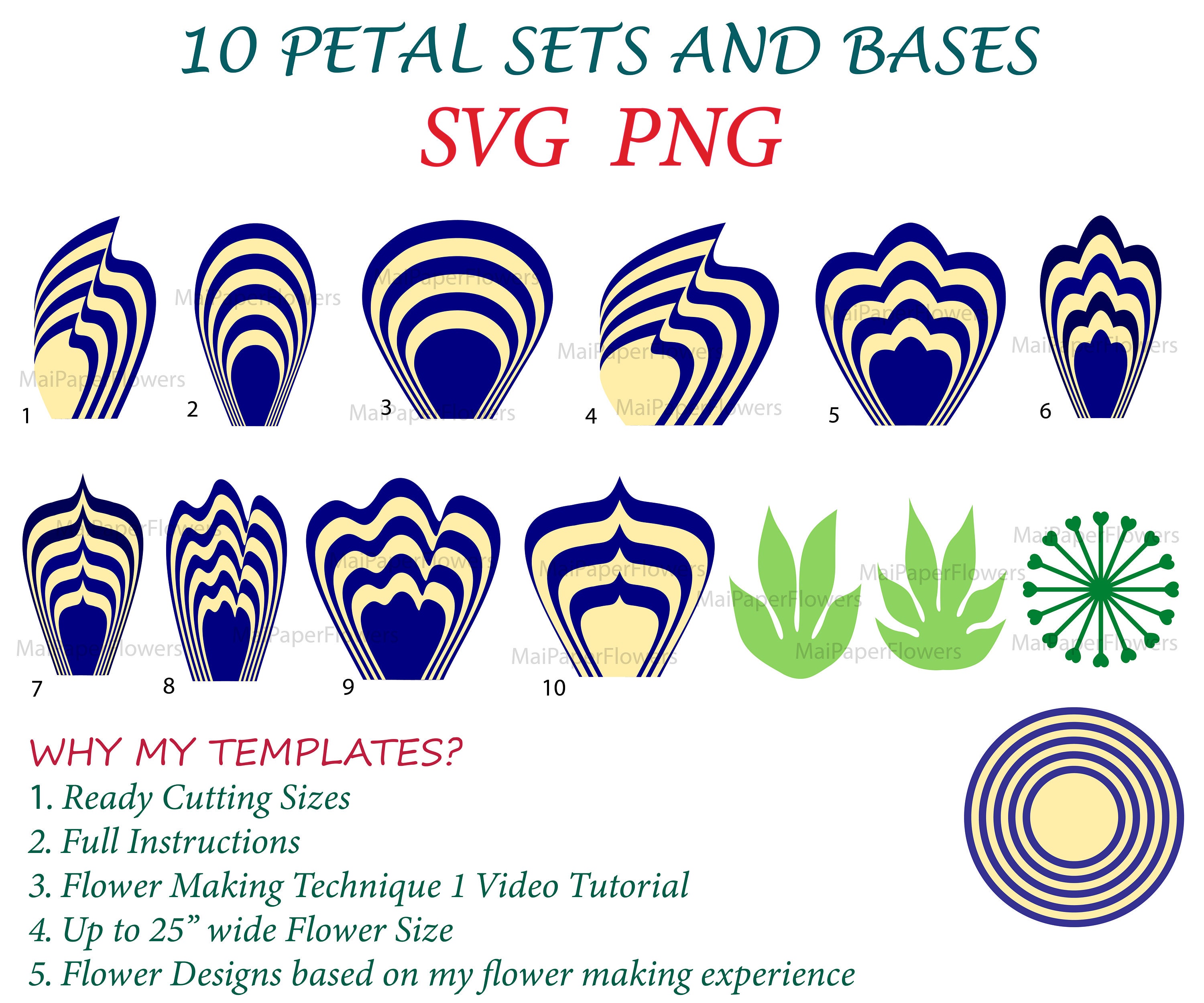 Download Big Paper Flower Template Svg Png Sets Large Paper Flowers Svg Etsy