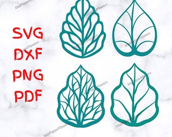 6 Paper Flower Leaves SVG PDF PNG Dxf Branches Svg Rose Leaves Template 6 Paper Flower Leaves SVG PDF PNG Dxf Branches Svg Rose Leaves Template