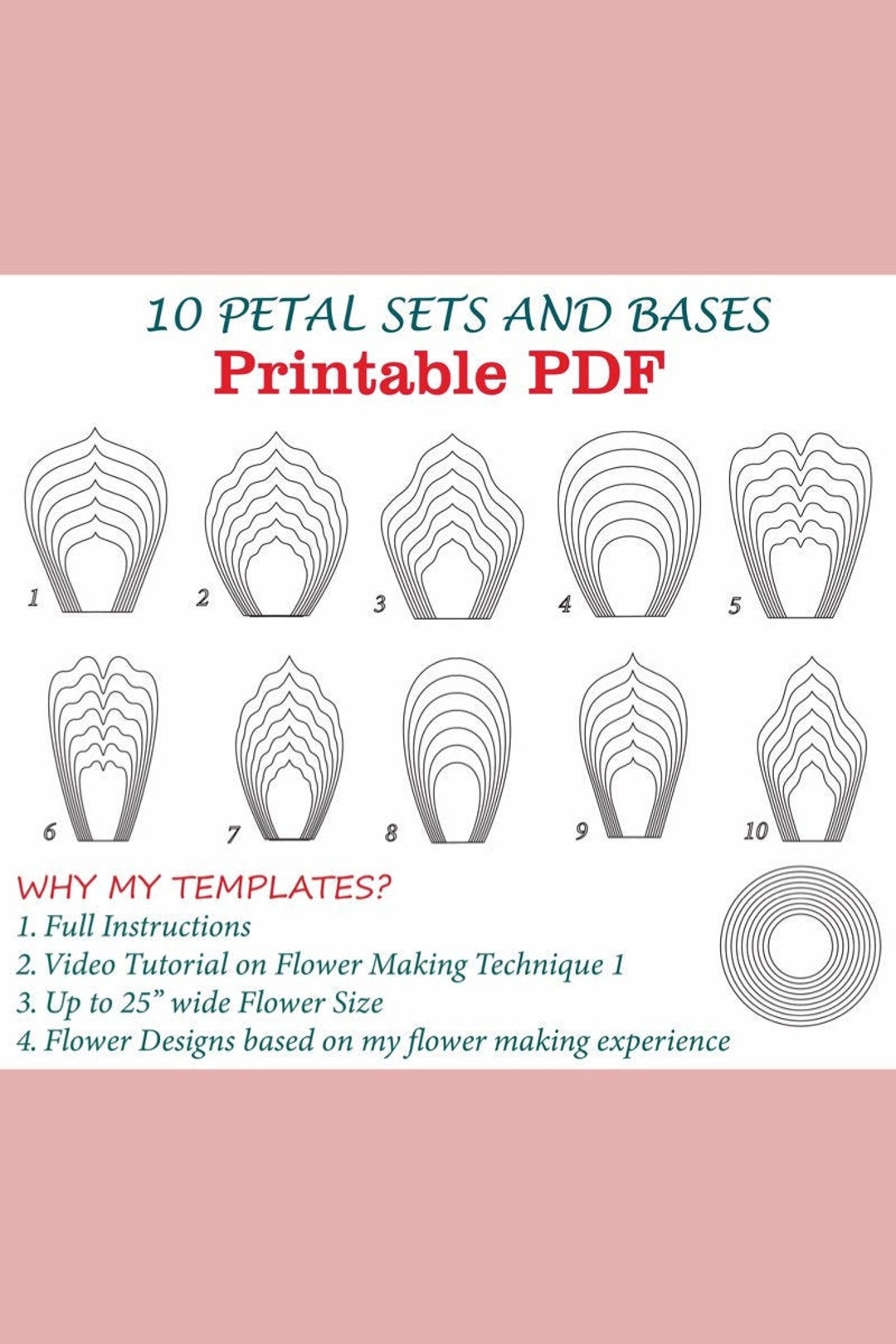 Large Paper Flower Template Printable PDF Set Large Paper Flowers PDF Patterns Giant Paper Flower Printable Pdf Paper Flower Petal Template - Etsy for Free Printable Giant Flower Template