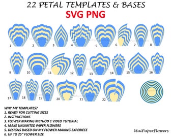Pacote de modelos de flores de papel grandes SVG PNG Modelo de flores de papel grandes Svg Pétalas de flores de papel Svg Flores de papel gigantes Svg Arquivo de corte de flores Svg