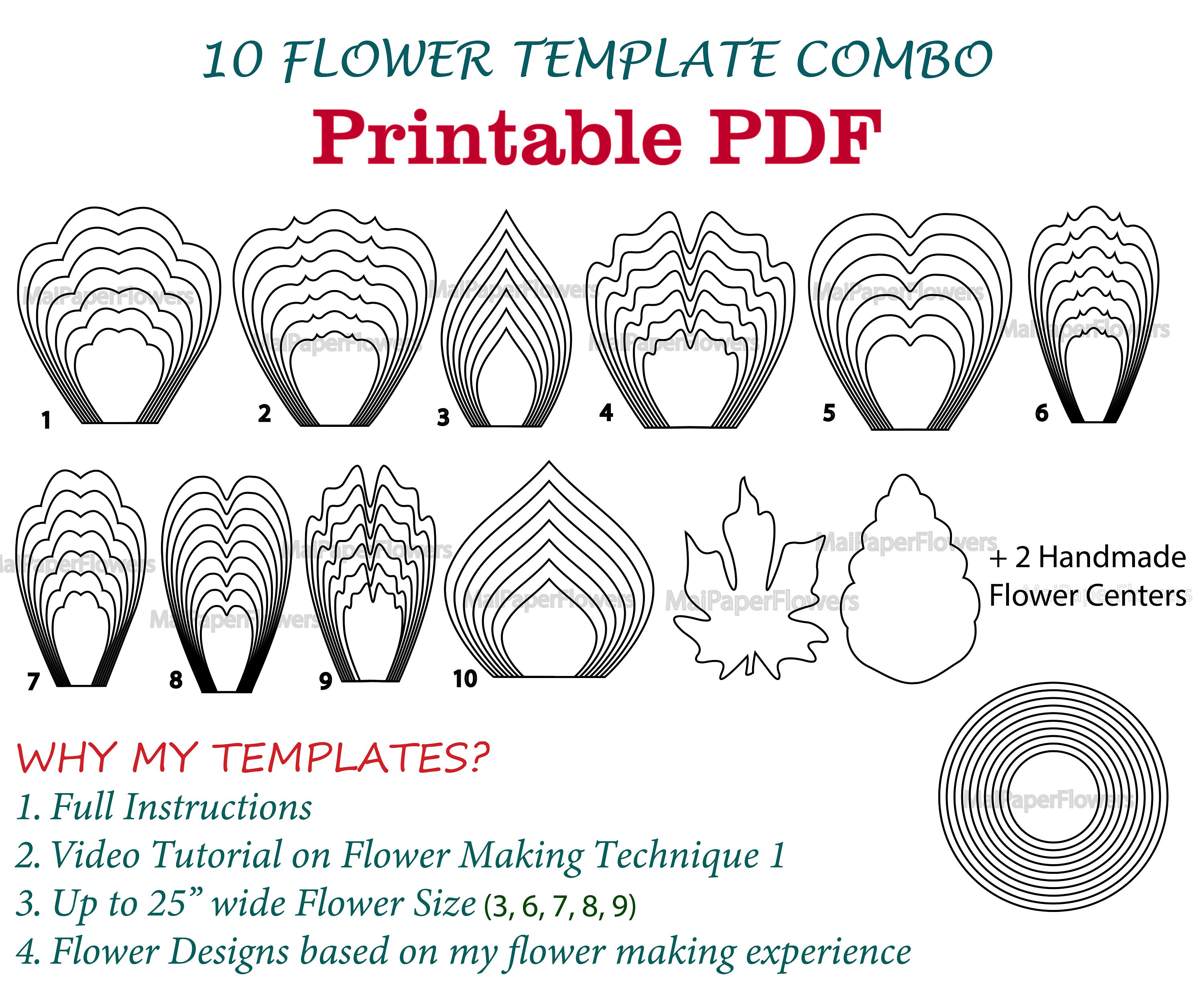 PDF Paper Flower Template Combo Giant Paper Flowers Printable - Etsy Norway