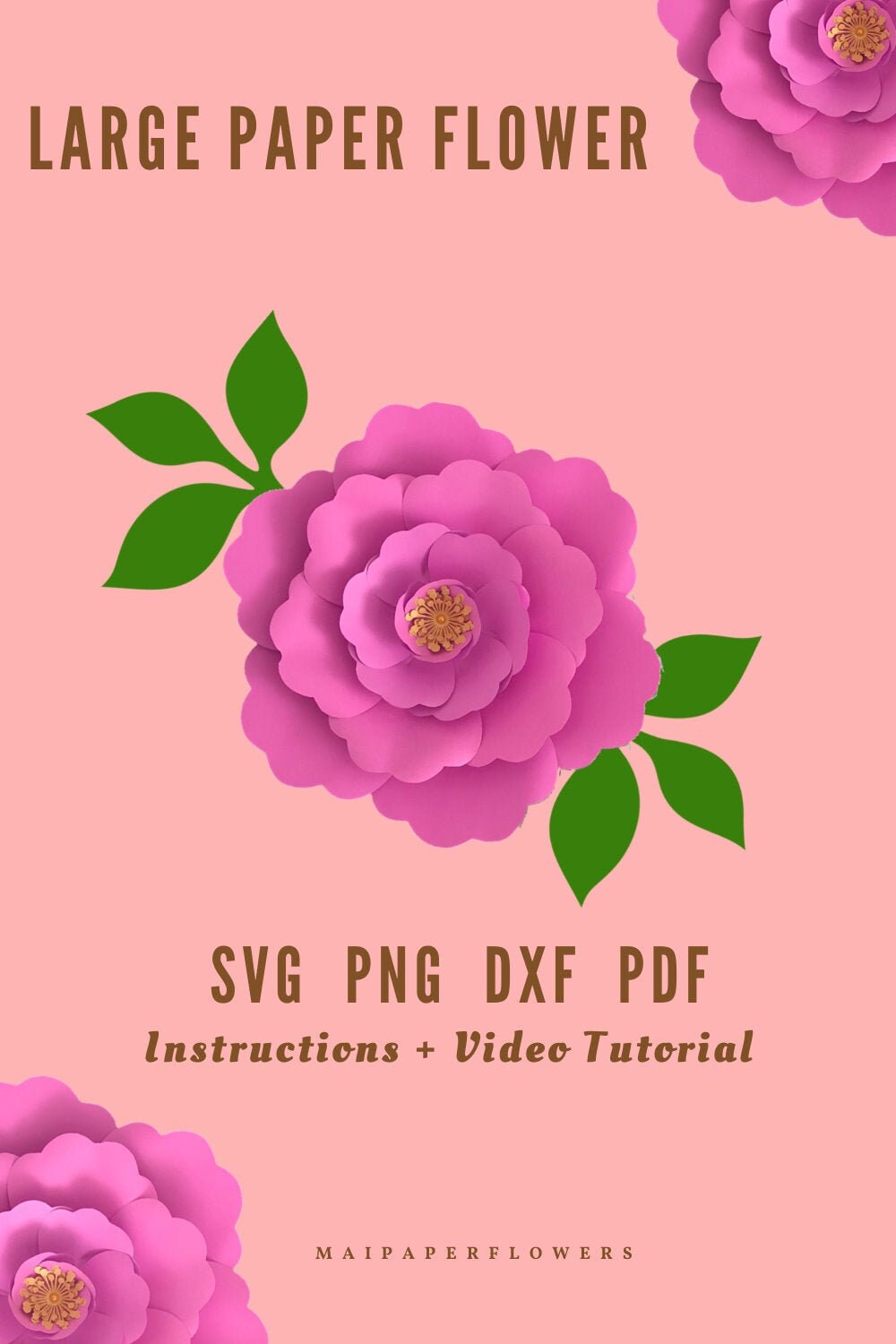 Svg Dxf Pdf Png Paper Flower Template Giant Paper Flower Etsy