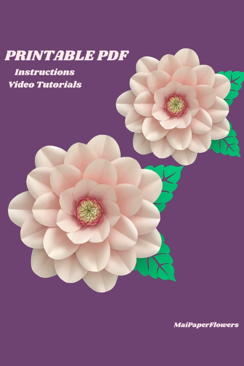 large paper flower template printable pdf paper flower wall etsy