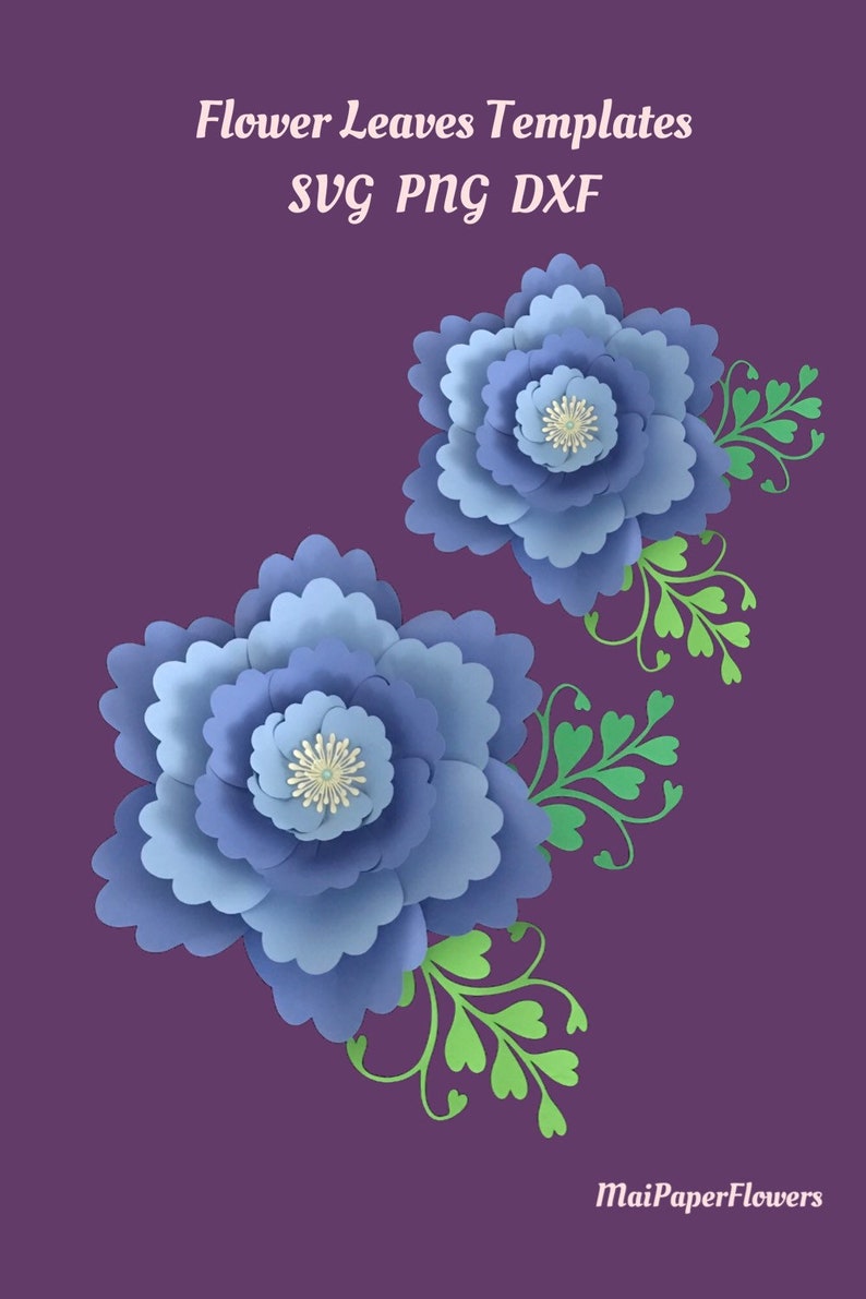 6 Papier Blume Blätter SVG PDF PNG DXf Zweige Svg Rose