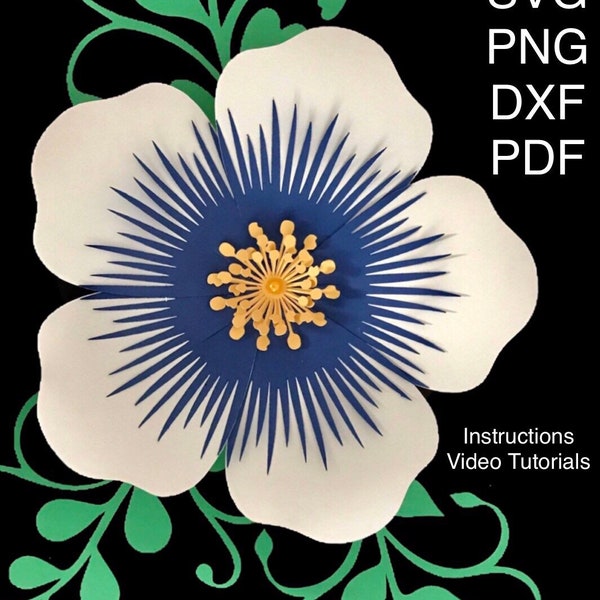 Hibiscus Paper Flower SVG PDF DXF PNg Giant Paper Flower Svg Cricut Svg Flower Svg Files Large Paper Flower Cricut Flower Template Svg