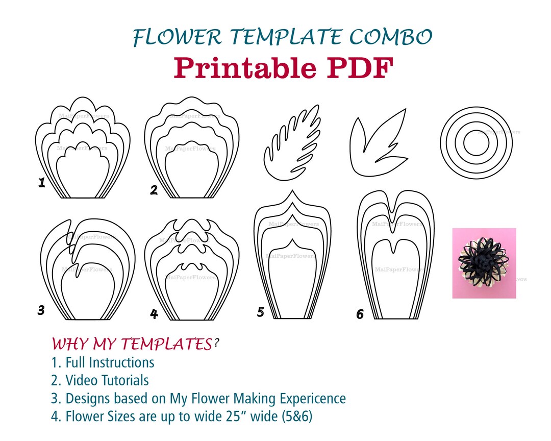 Digital Paper Flower Template PDF Paper Flower Bundles Giant Paper Flowers Large Paper Flowers Printable Big Paper Flowers Printable Flowers - Etsy