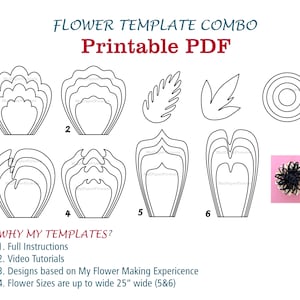 Digital Paper Flower Template PDF Paper Flower Bundles Giant Paper Flowers Large Paper Flowers Printable Big Paper Flowers Printable Flowers
