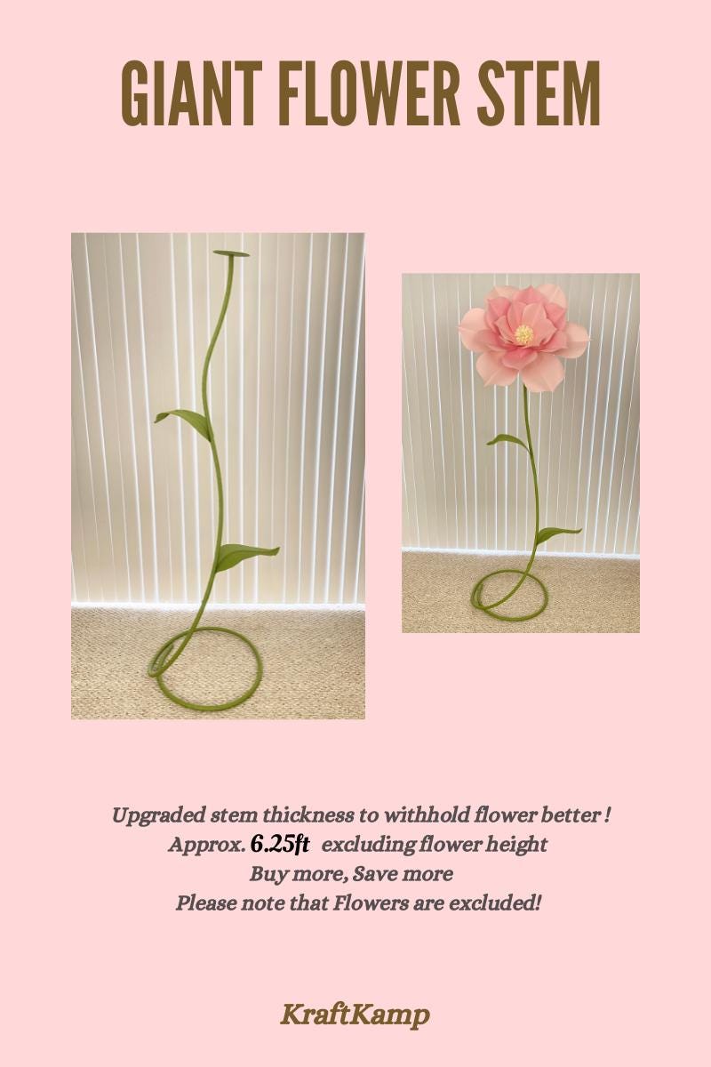 Free Standing Giant Flower Stem Free Standing Large Paper Flower Stand Large Flower Stem Standing Paper Flowers Giant Flower Stand