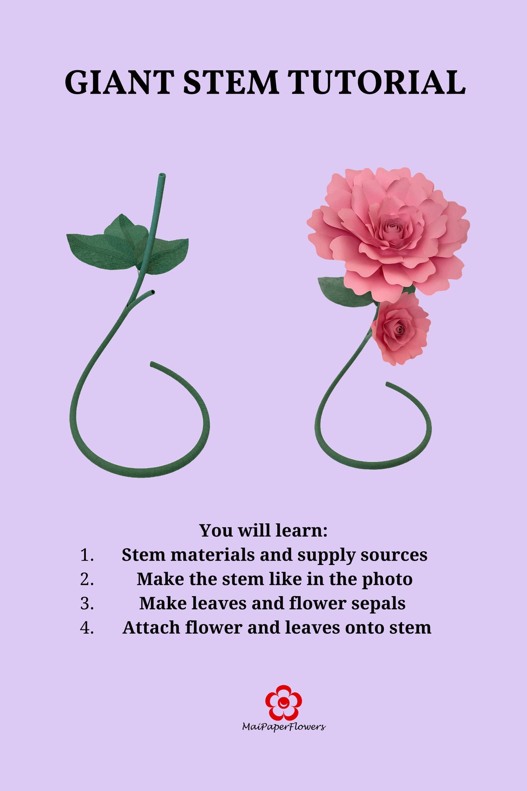 Free Standing Flower Stem Tutorial, Giant Flower Stem Tutorial, Giant Flower Stand DIY, Large