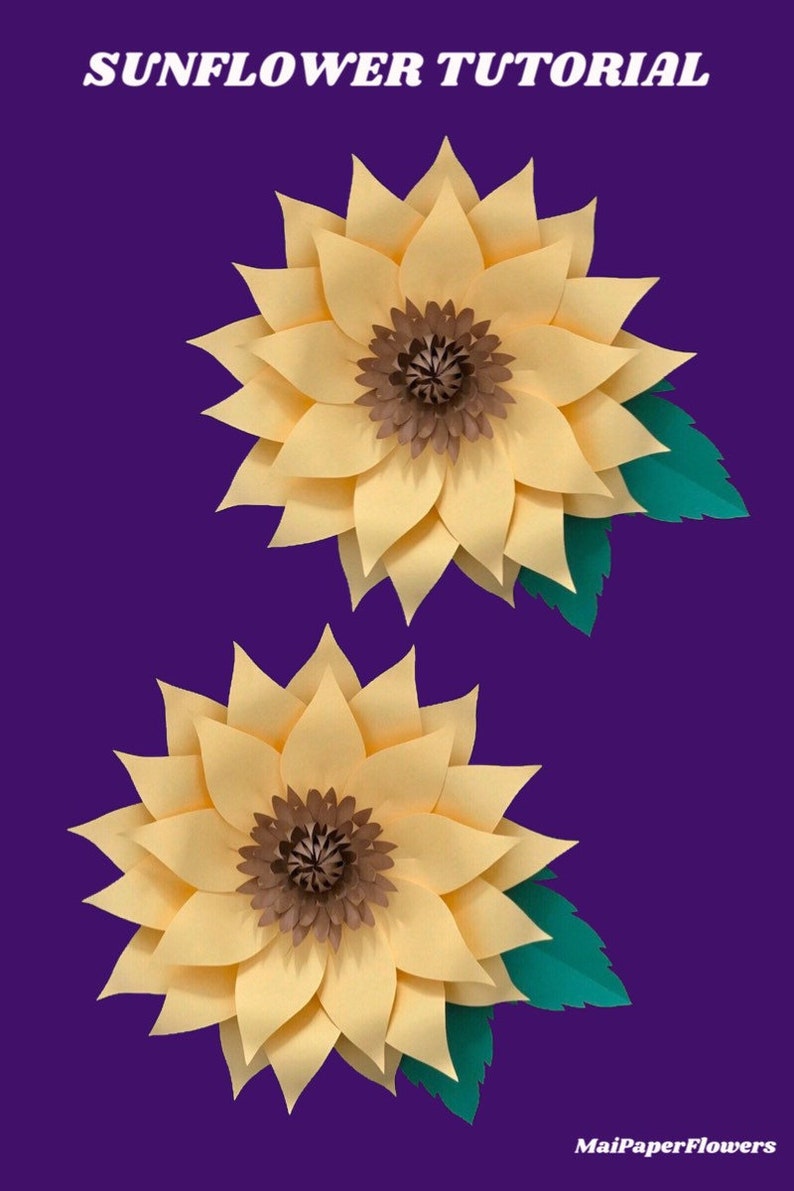 Download Large Sunflower Paper Flower Template SVG PDF DXF PNg ...