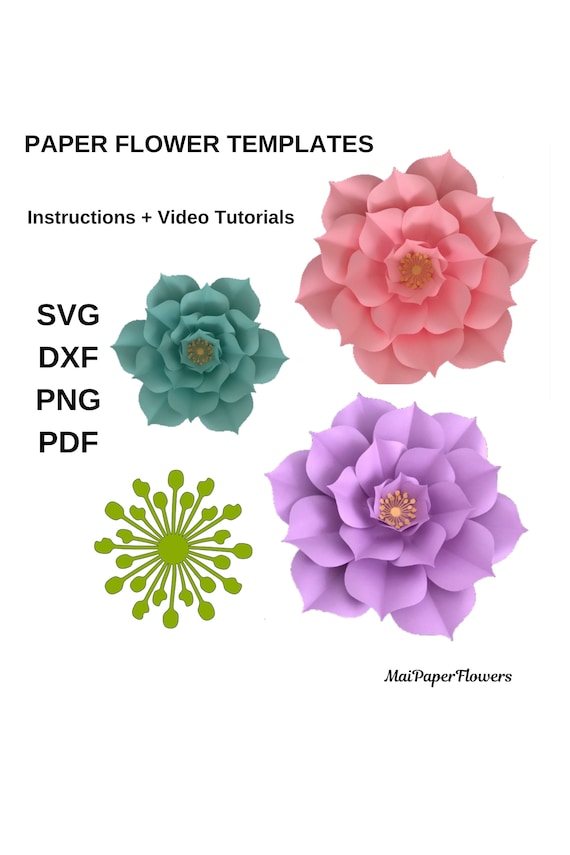 Download Big Paper Flower Template Svg Pdf Png Dxf Giant Paper Flowers Etsy