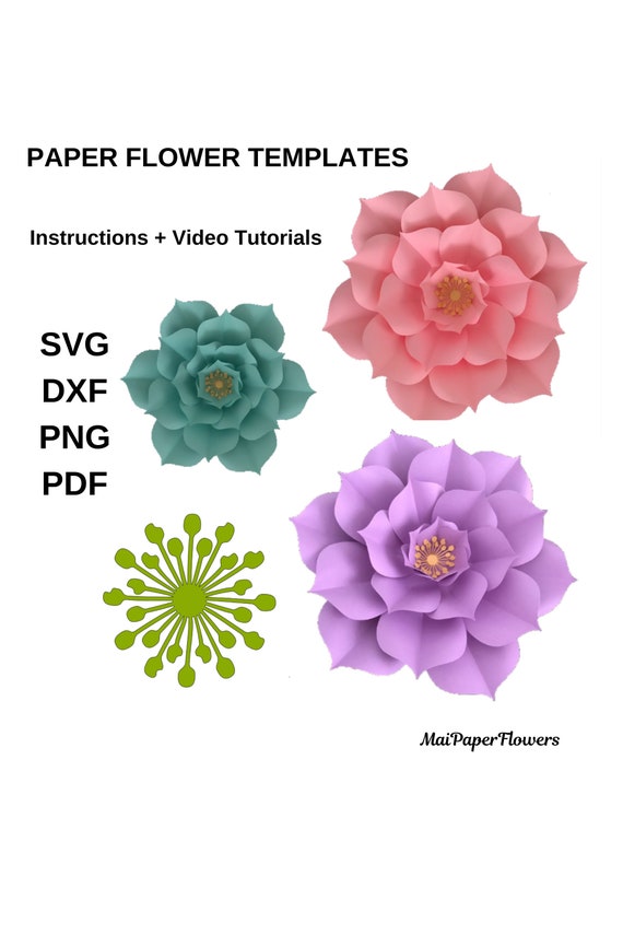 Download Big Paper Flower Template Svg Pdf Png Dxf Giant Paper Flowers Etsy