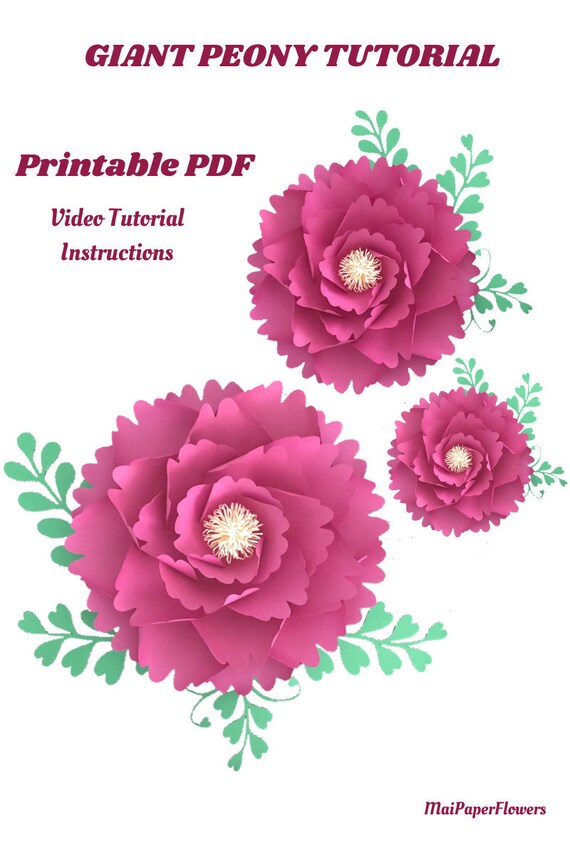 large paper flower template printable peony paper flowers etsy israel