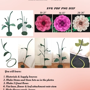 Giant Flower Stems Tutorial, Free Standing Flowers Stand, Large Paper Flower Stems, Giant Flower Stand, Big Paper Flower Stems