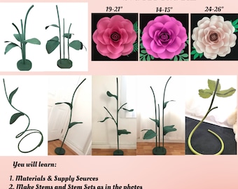 Giant Flower Stems Tutorial, Free Standing Flowers Stand, Large Paper Flower Stems, Giant Flower Stand, Big Paper Flower Stems