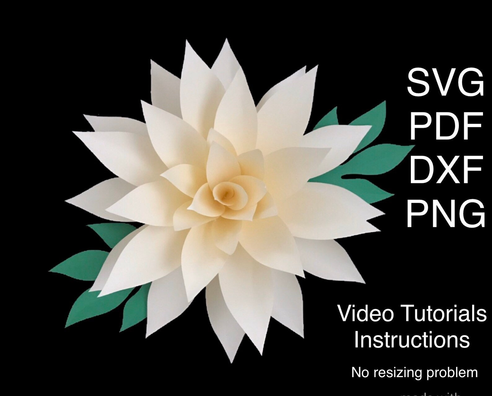 Large Paper Flower Template SVG PDF PNG Dxf Paper Flower Etsy Canada