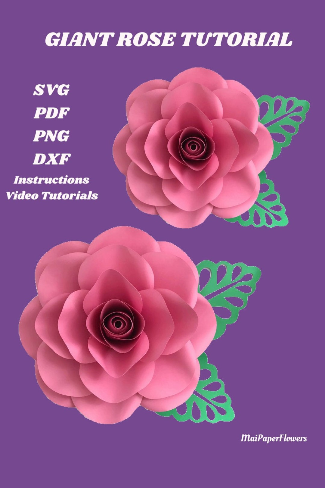Large Paper Rose SVG PDF Png DXF 19-21 Giant Paper Rose - Etsy