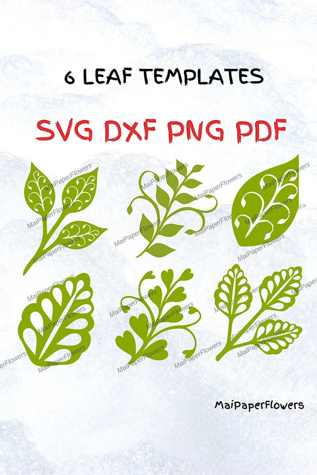 6 Paper Flower Leaves SVG PDF PNG Dxf Branches Svg Rose Leaves Template 6 Paper Flower Leaves SVG PDF PNG Dxf Branches Svg Rose Leaves Template