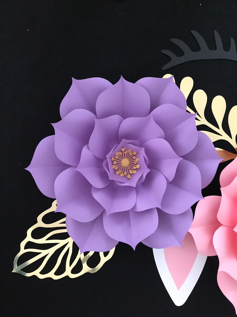 unicorn paper flower backdrop templates svg png dxf large