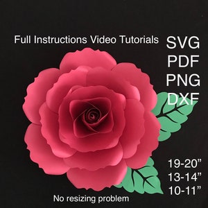 Large Paper Rose Template SVG PDF DXF Png Giant Paper Rose Svg Paper ...