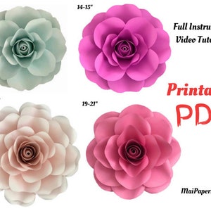 Giant Paper Rose Template Printable PDF Set of 4, Digital Paper Rose ...