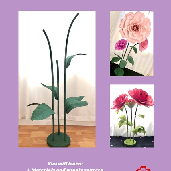 Free Standing Giant Paper Flower Stems Tutorial Large Flower Stems for Free Standing Paper Flowers Giant Flower Stand Big Paper Flower Stems