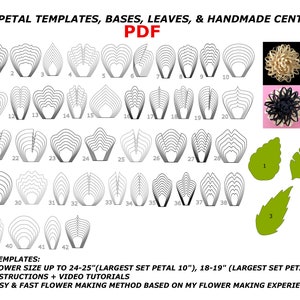 42 Large Printable Paper Flower Template PDF Combo Giant Paper Flowers Template Flores De Papel Big Paper Flower Template Flowers Printable