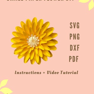 Small Paper Flower Daisy SVG PNG DXF PDf Template Small Paper Flowers Svg Flores De Papel 3D Flower Svg Daisy Paper Fower Template Svg