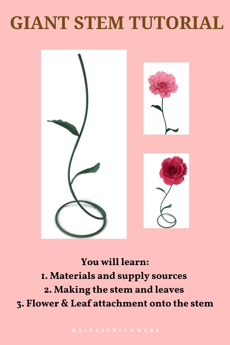 Giant Flower Stem Tutorial DIY Large Flower Stem Giant Paper Etsy