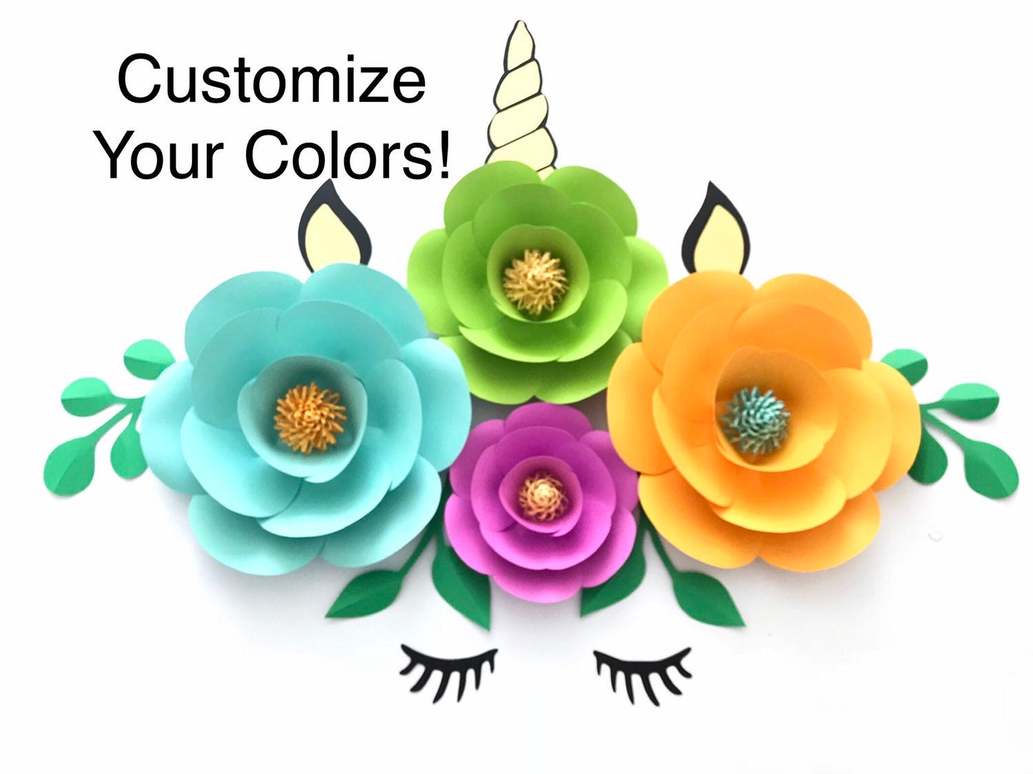 Unicorn Backdrop Unicorn Flower Wall Decor Unicorn Paper Etsy