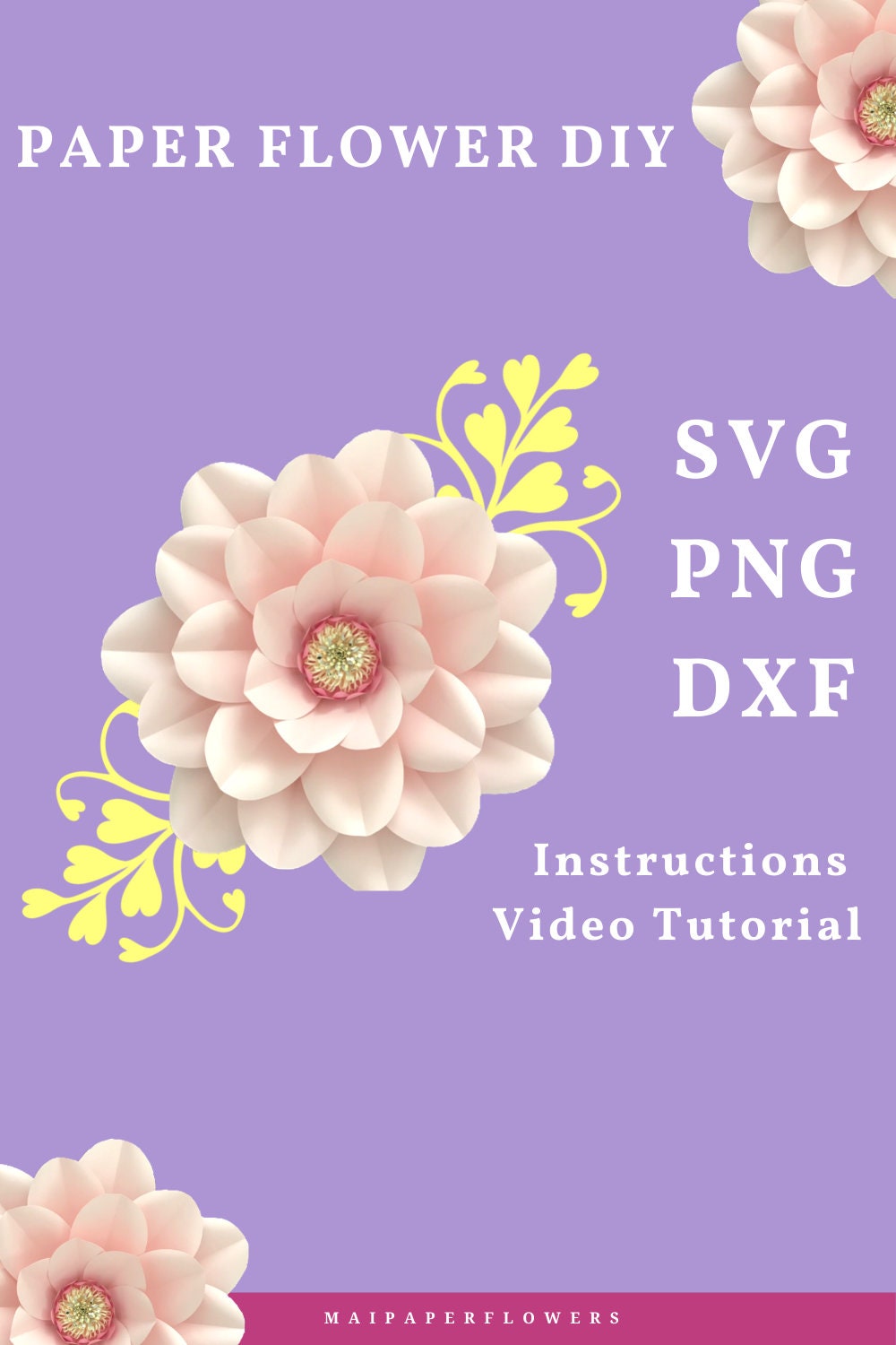 Large Paper Flower Template Svg Png Dxf Giant Paper Flower Etsy