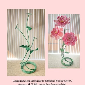 Free Standing Flowers Stem Set Giant Flower Stands Giant Flower Stems Stem for Large Silk Flowers Crepe Paper Flowers, Birthday Decoration