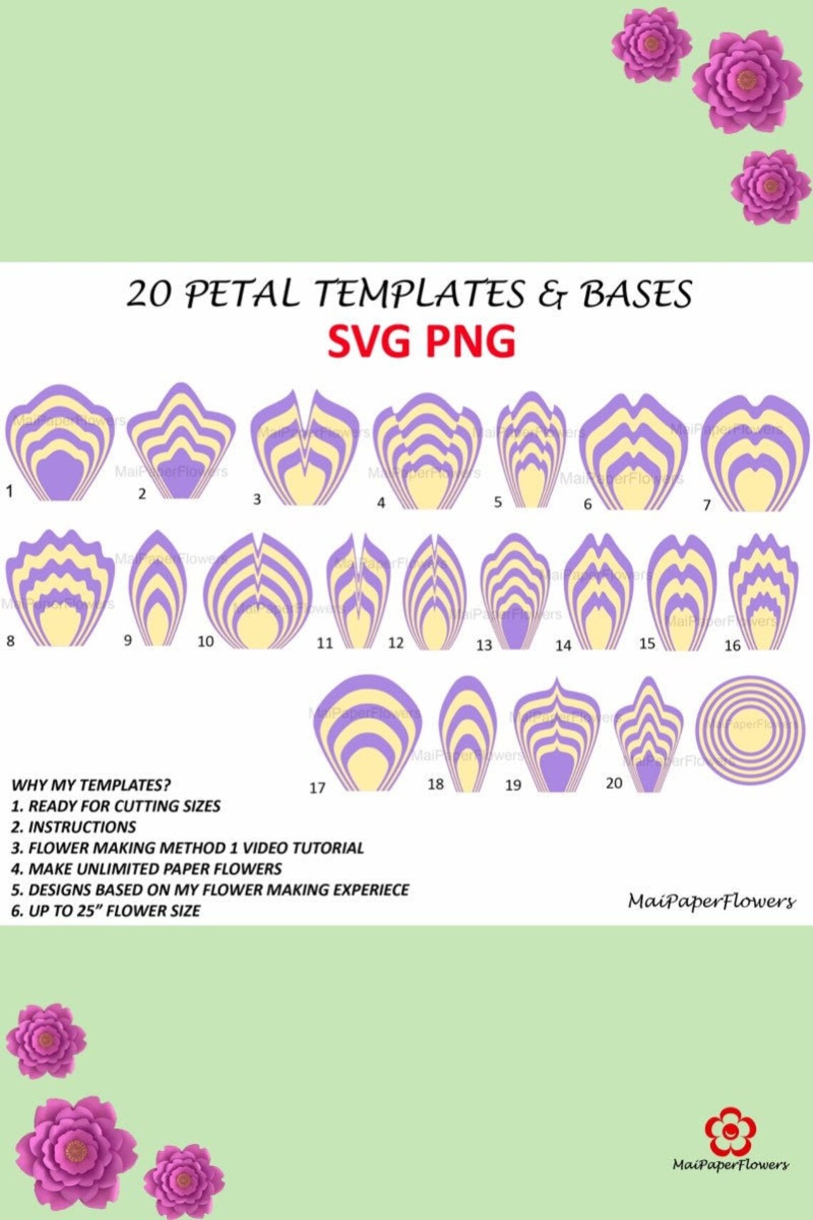 Large Paper Flower Template SVG PNG Bundle Giant Paper Flowers Etsy