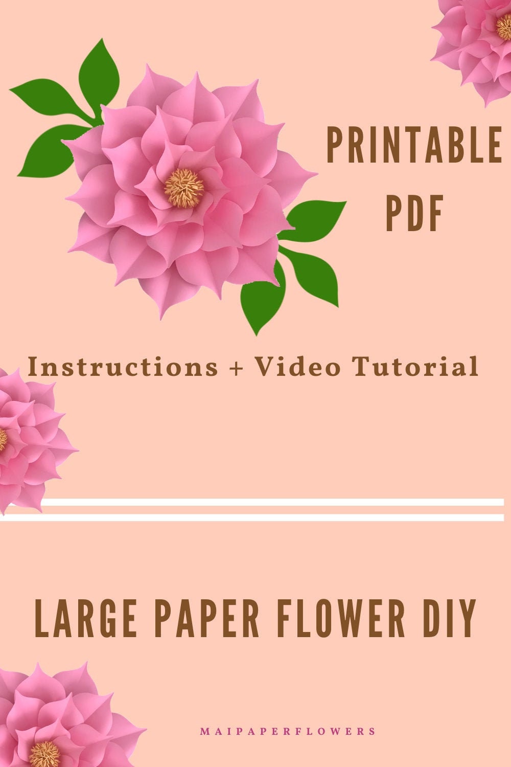 Digital Paper Flower Template Pdf Printable Flowers For Paper Etsy