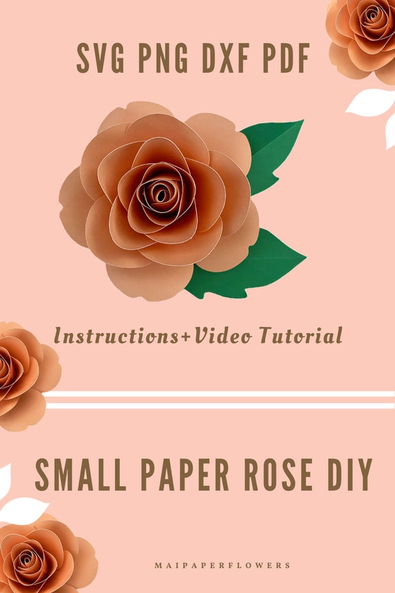 Download Small Rose Paper Flower Template Svg Dxf Png Pdf 3d Rose Svg Etsy