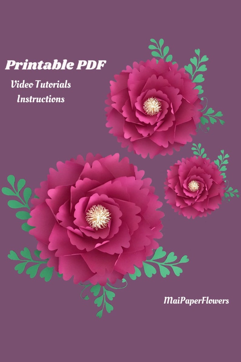 Giant Peony Paper Flower Template PDF Printable Flowers Large | Etsy