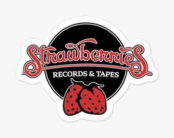 Strawberries Records & Tapes Sticker