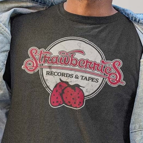 Strawberries Records & Tapes Shortsleeve Unisex Retro Tshirt Etsy