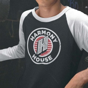 Harmony House Detroit unisex 3/4 sleeve raglan baseball tee