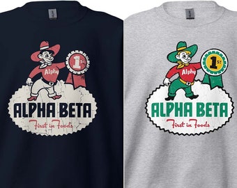 Alpha Beta Grocery Store Unisex Retro Crewneck Sweatshirt - Bygone Brand