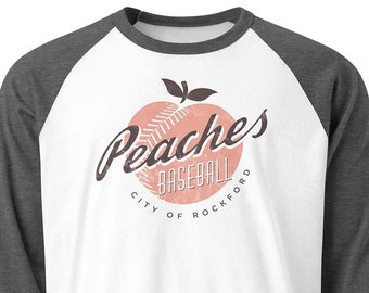 Rockford Peaches Baseball unisex 3/4 sleeve raglan baseball tee