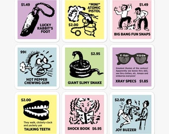 Novelty Toy Ad Comics Retro Sticker Sheet